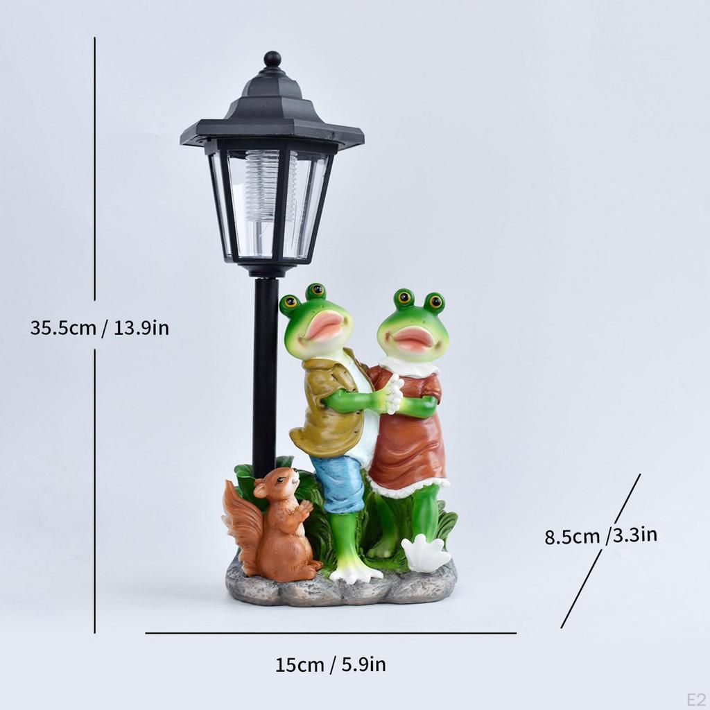 Garden Frog Statue Solar Post Lamp Decor Lawn Porch Display Ornament for Spring