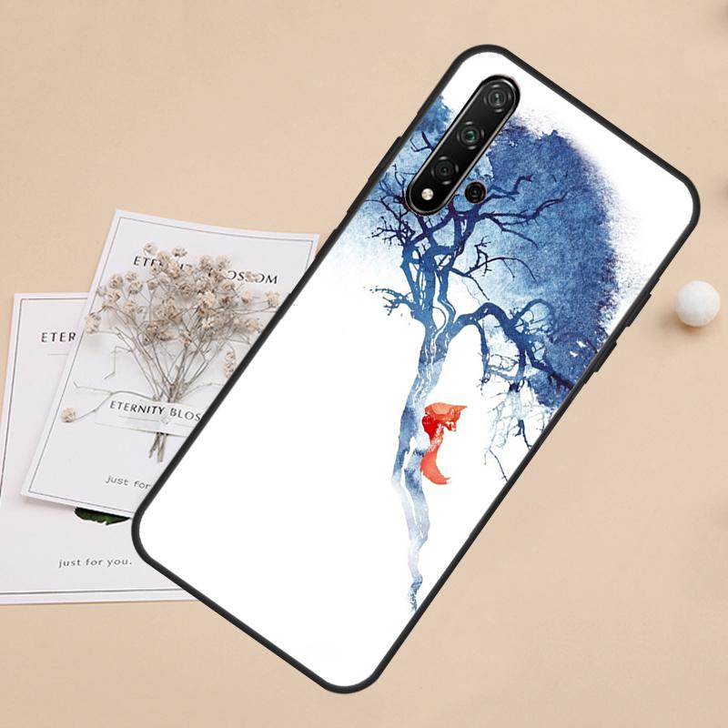 Watercolor Painting The Fox For Huawei Nova 12i 11i 8i 7i 3i 9 10 SE Y60 Y61 Y70 Y72 Y73 Y90 Y91 P20 P30 P40 Lite Case