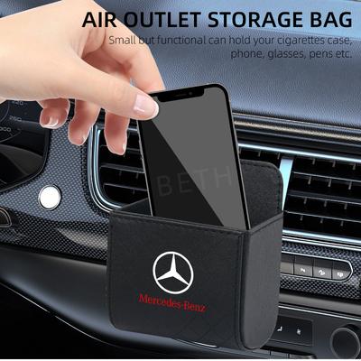 Car Storage Box Car Air Conditioning Outlet Storage Multi-functional Leather for Mercedes Benz A B C S Class AMG GLA CLA GLC WE9