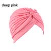Solid Color Women Elastic Cotton Fold Turban Hat Soft Bonnet Muslim Hijab Ladies Head Wrap Warm Beanies Chemo Hat