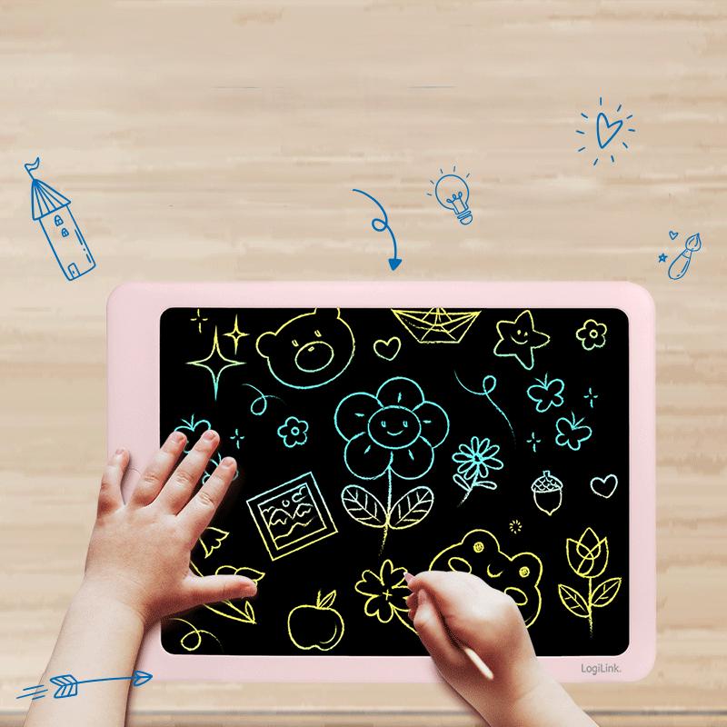 Graphic Tablet LCD Inkjet 14 Inch Pink LogiLink Multicolor for Children
