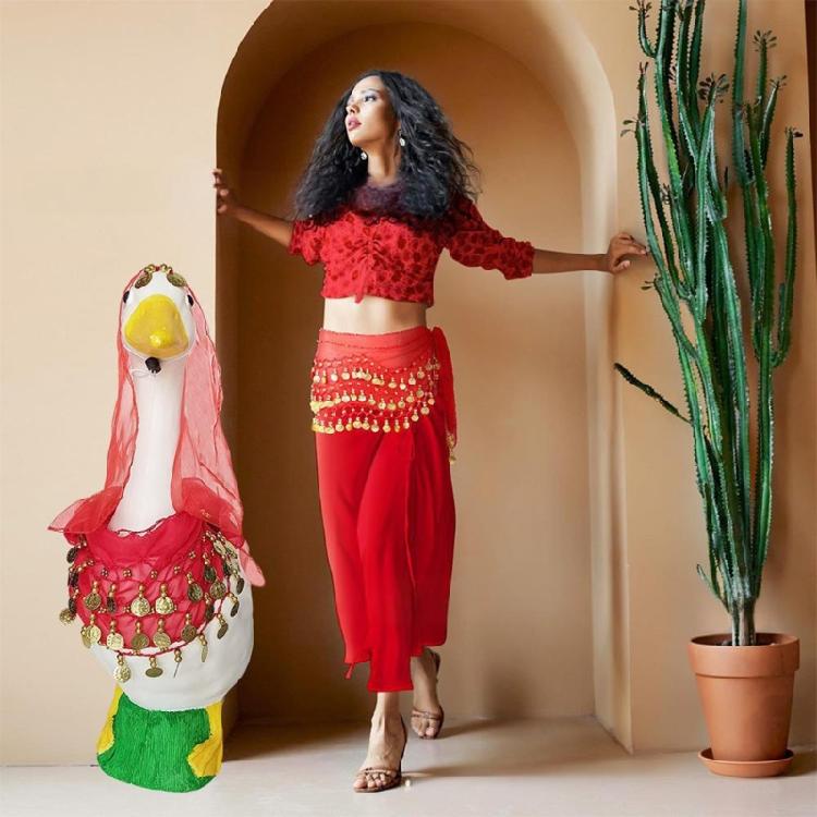 2 Peças Roupas de Dança do Ventre Fantasia Cigana Traje de Dança do Ventre Lenço de Quadril com Moedas Lenço de Cabeça