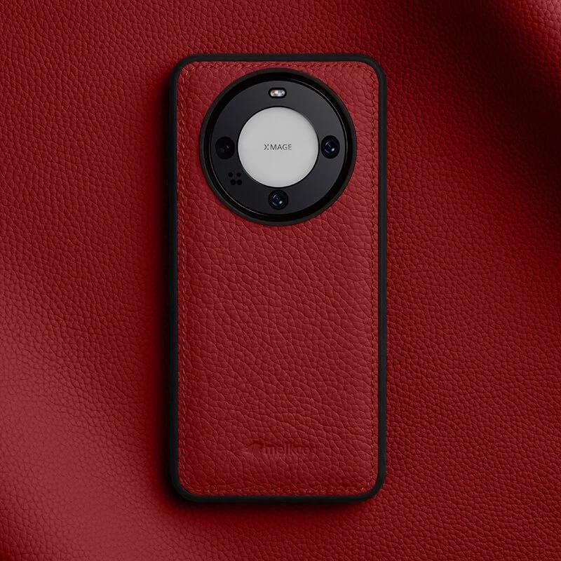 Melkco Genuine Cowhide Leather Case for Huawei Mate 60 Pro Plus Mate 60 Silicone Bumper Camera Protective Shockproof Back Cover