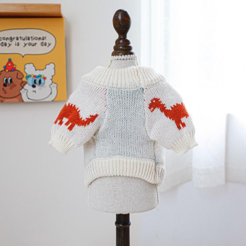 Pet Sweater Small Dogs Cats Colorful Dinosaur Design Winter Warm Clothes XS S M L XL