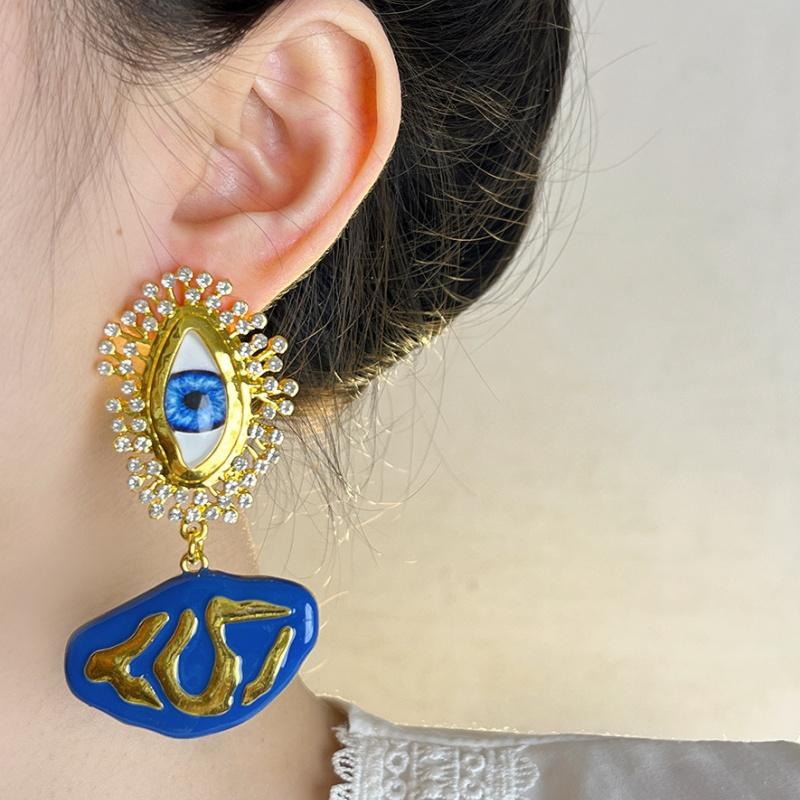 Luxury Imitation Pearl Eyes Of Demon Stud Earring Vintage Trendy Devil'S Eye Earrings Exaggerated Women Stud Earrings Lady/Girls