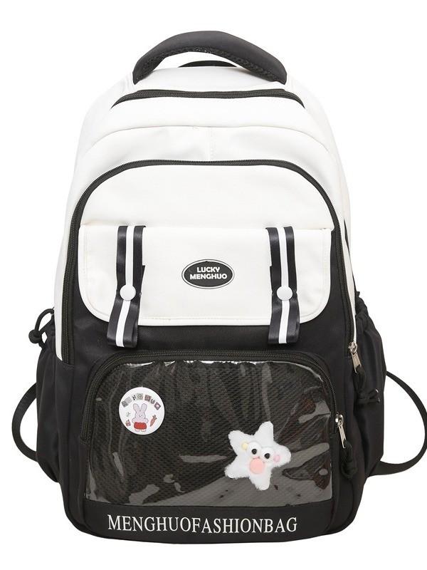 Color Contrast Student Backpack With Nylon Construction And Multifunctional Design