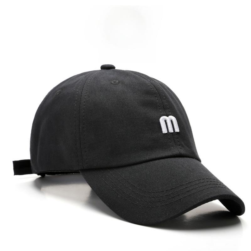 Hat M letter embroidered cap men's versatile curved brim cotton soft top sun hat fashionable simple women's baseball cap