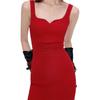 Karl Lagerfeld French Style Lightweight Luxury Slim Fit Knit Solid Color Sleeveless Dress Women dress Red M21L1343