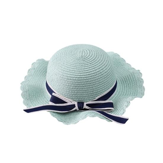 

Family Beach Hat Natural Straw Woven Wide Brim Sun Protection Foldable Lightweight Summer Travel Hat with Ribbon Bow Parent-child Kid