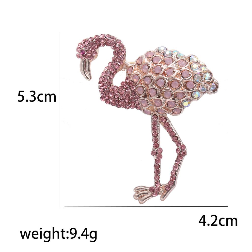 Full Diamond Flamingo Brooch Fashion Diamond-Encrusted Animal Pin Brooch Women'S Clothing Accessories