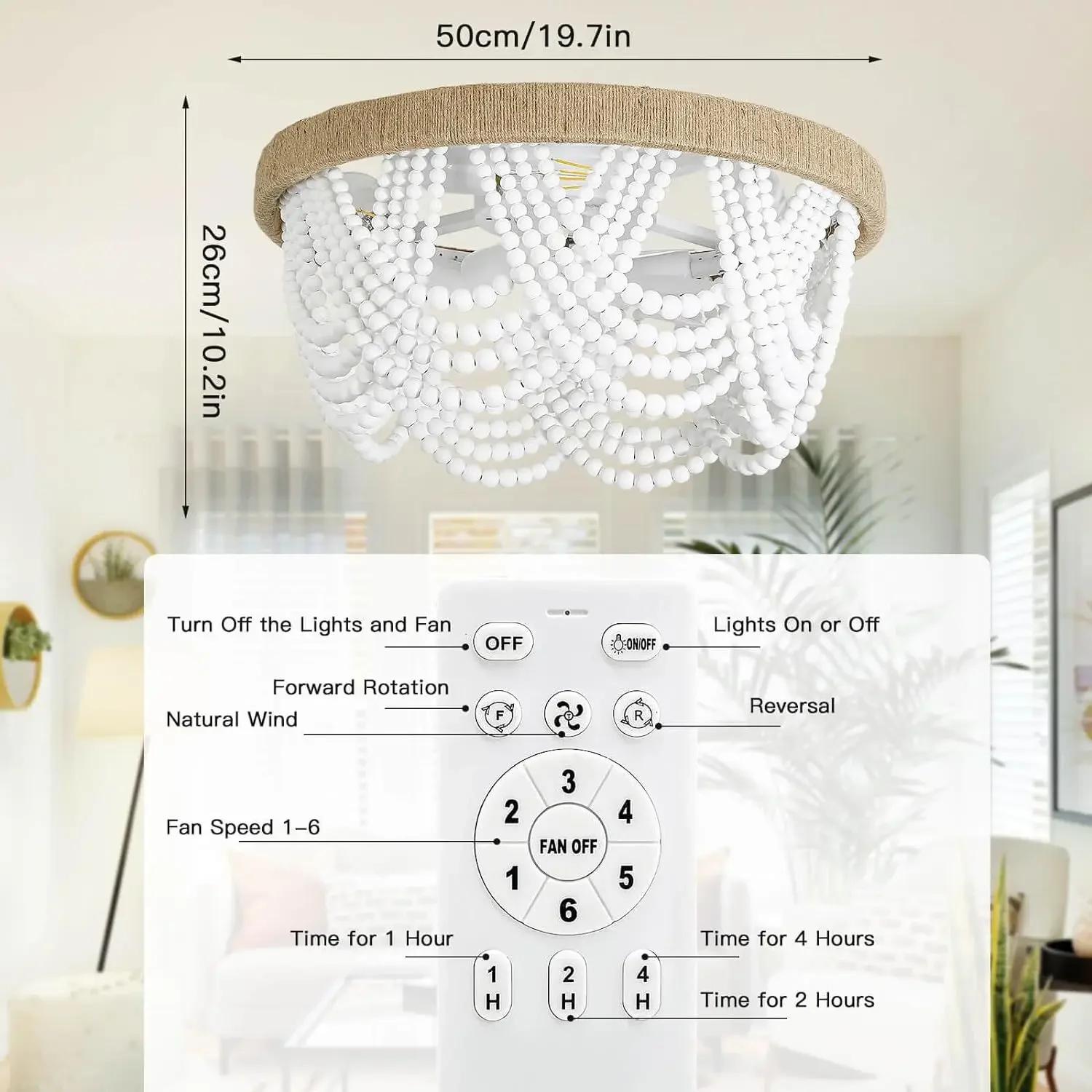 

Креативный потолочный вентилятор с невидимым бисером, потолочный вентилятор в стиле бохо, для дома, спальни, гостиной, столовой, светодиодный потолочный вентилятор 110V