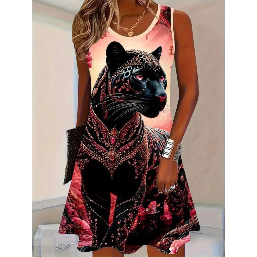 

Elegant Light Blue Floral Print Sleeveless Dress Women s Summer Hawaiian Vacation Dress Tank Dress Y2k Ladies Clothes Girl Tops 8XL рожевий