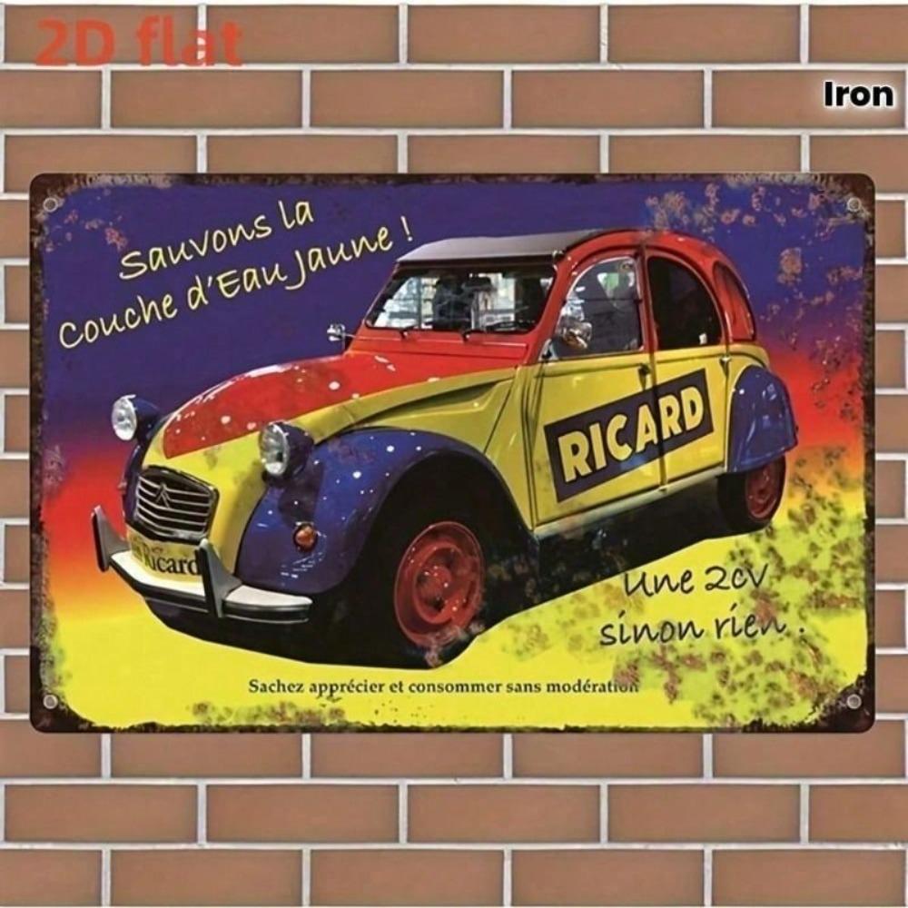 Ricard Retro Tin Sign, Metal Poster for Wall, Vintage Garage Decoration for Workshop