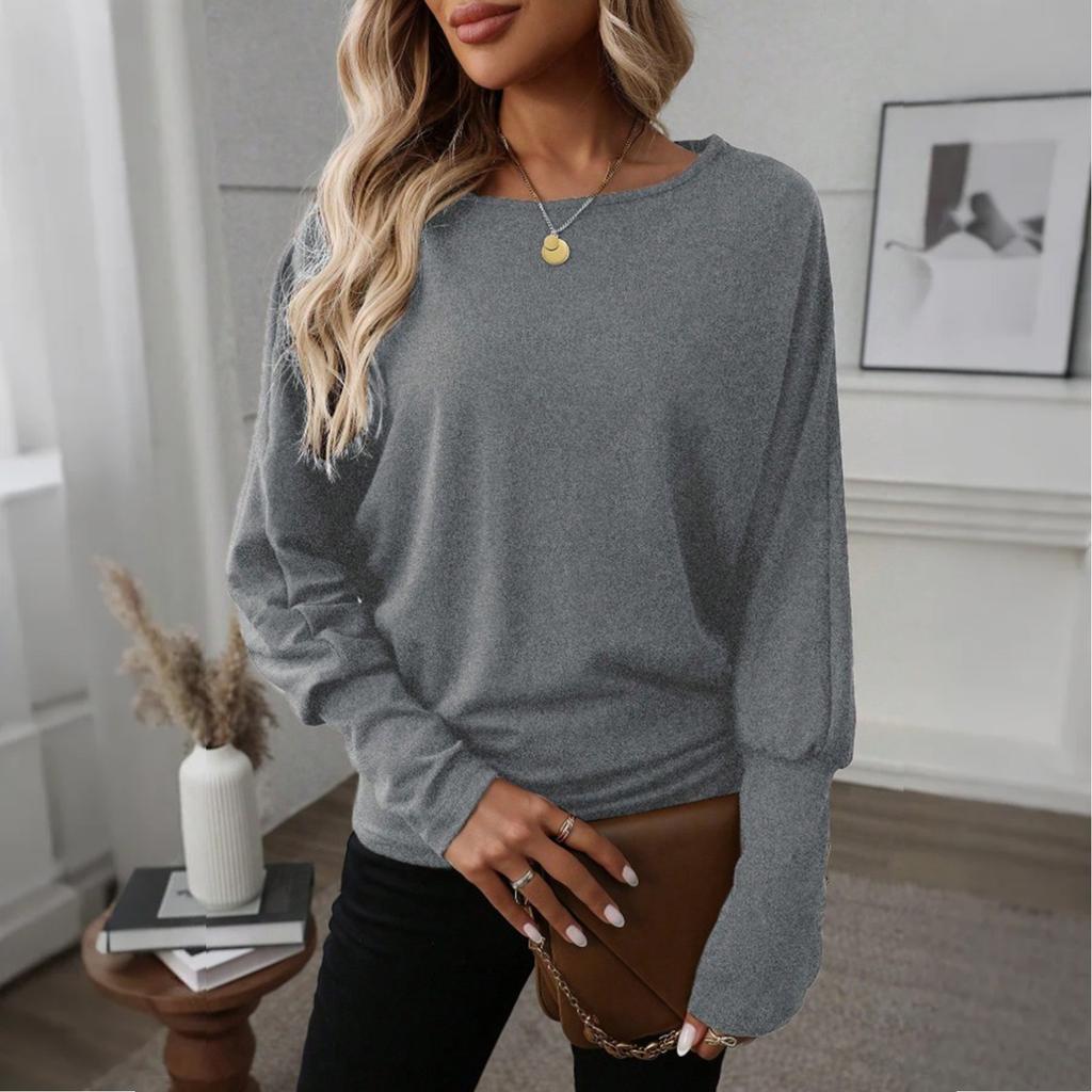 Women's Fashion Round Neck  Splicing Long Sleeve Top