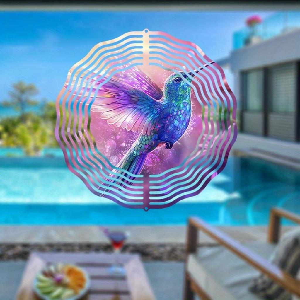 Hummingbird Wind Spinner Outdoor Garden Decor Vibrant Metal Hanging Art for Yard Patio Reflective Design Thanksgiving Decoration