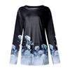 Women's Casual Pullover Tunic Top Long Sleeve Crew Neck Pocket Floral Leaf Print Vintage Style Shirt for Daily Wear