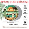 2D Flach, 1 Stück Rundes Aluminiumschild, "It's Surfing Time" Retro Strandbus-Design, Vintage Surfen & Palme Metall Wandkunst, Ideal für Strandhaus