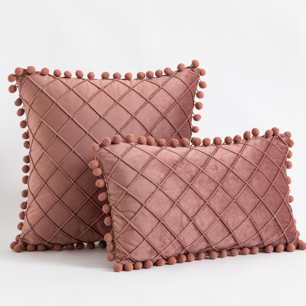 Cute Pom-poms Throw Pillow Covers 30x50cm 45x45cm Luxury Textured Square Cushion Case for Sofa Bedroom Pillowcase Christmas Gift