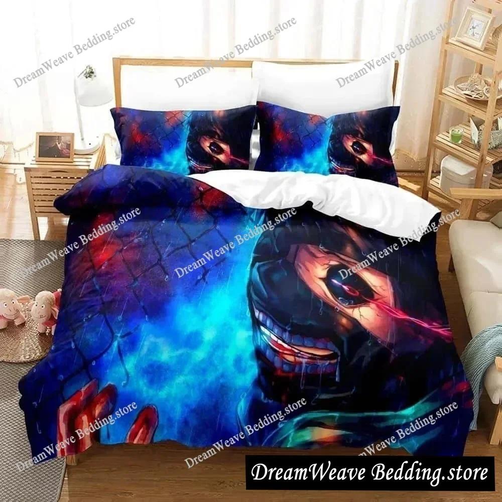3D Print Anime Bed Sheet Set Tokyo Ghoul Bedding Set Single Twin Full Queen King Size Bed Set Aldult Kid Bedroom Quilt Cover963