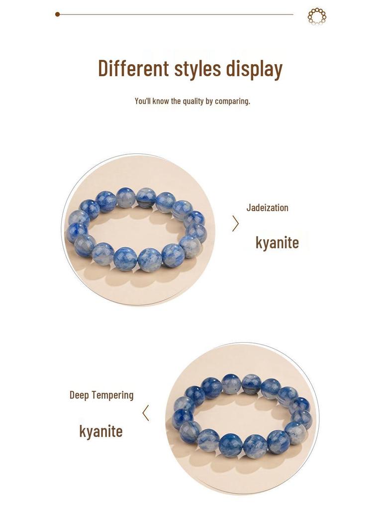 Mei Zhuo Double-Color Blue Mica Crystal Round Bead Bracelet