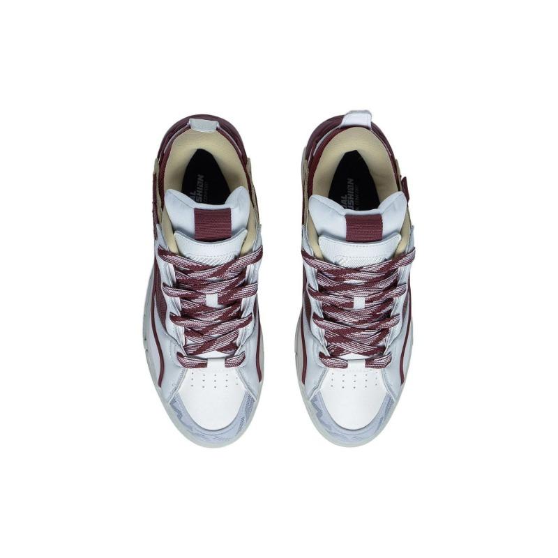 Li-Ning Weiwu Golden Men's Skate Shoes White Red, Non-slip and Durable AECS073-6