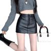 Women's 2024 PU Leather Black Midi Skirt - High Waist, Bodycon, A-Line, Sexy, Slimming, Autumn/Winter Collection