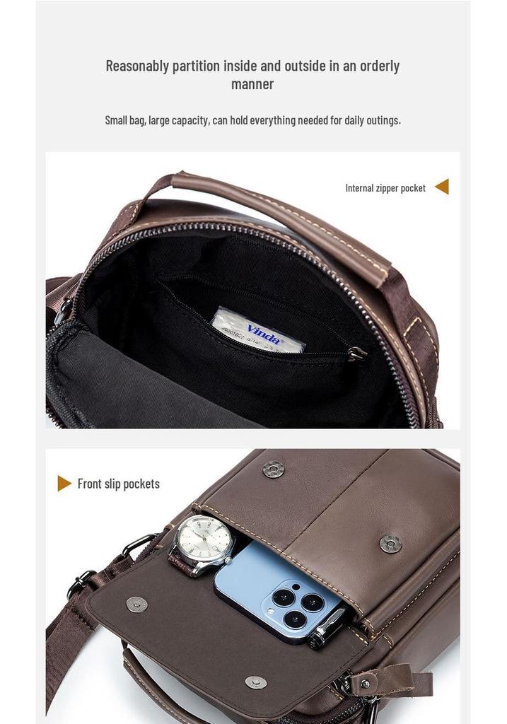 Shilaidun Men's Genuine Cowhide Leather Crossbody Shoulder Bag - 2025 Style