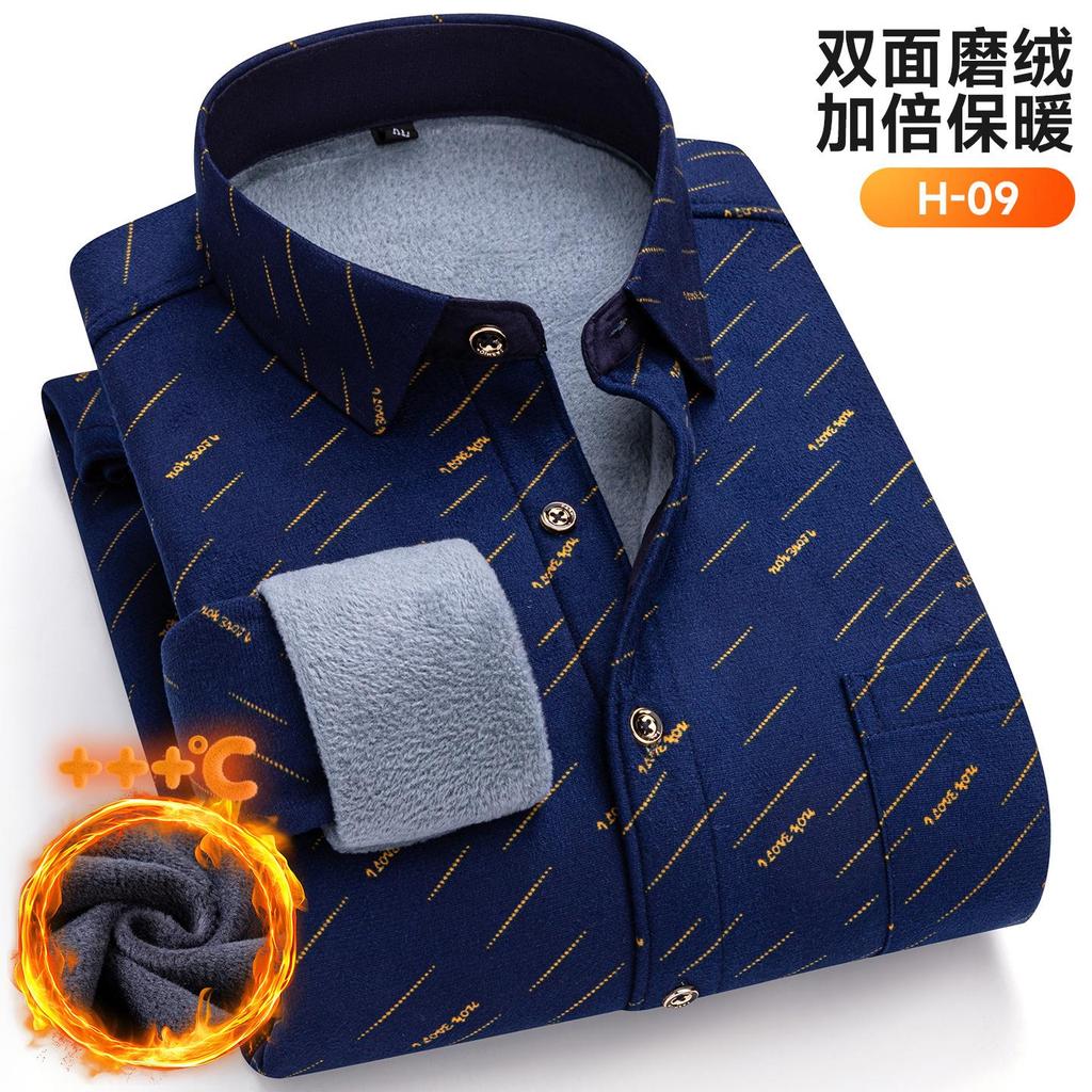 New Plus Size 8XL 7XL 6XL Men's Shirt Autumn Winter Fleece Thickened Warm Long Sleeve Plaid Business Casual Slim-fit Man Clothes