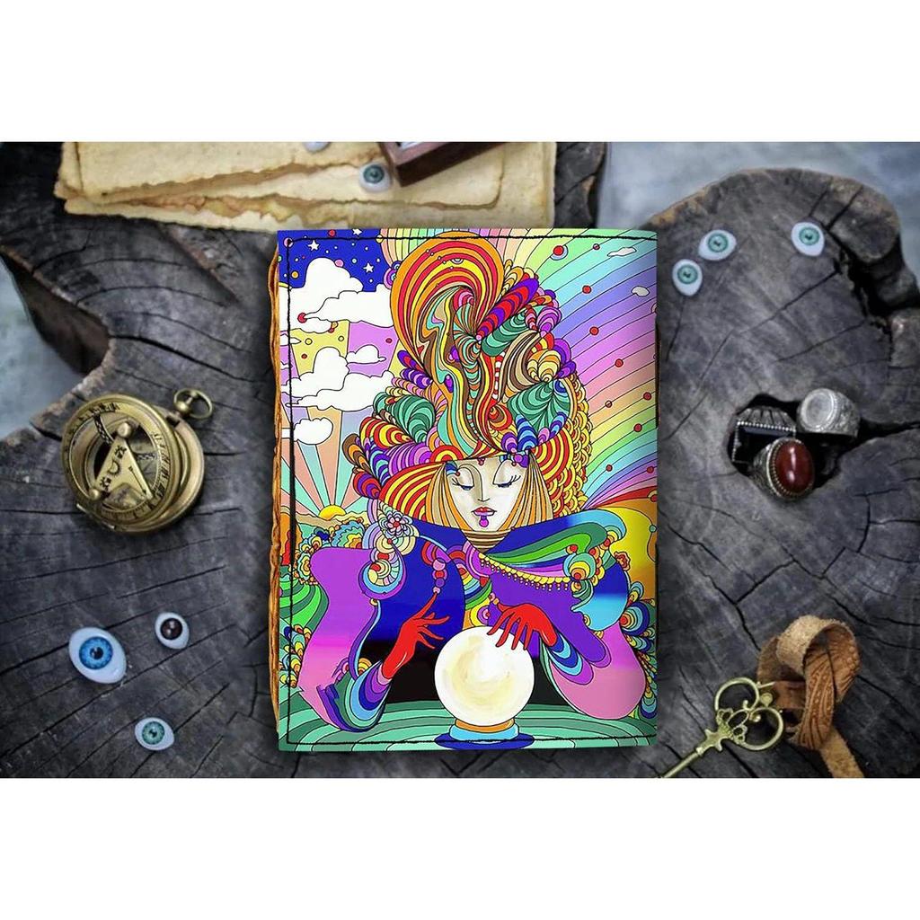 Leather Fortune Teller Printed Diary Vintage Old Pages Diary for Office & Personal Use (7 x 5 Inch)