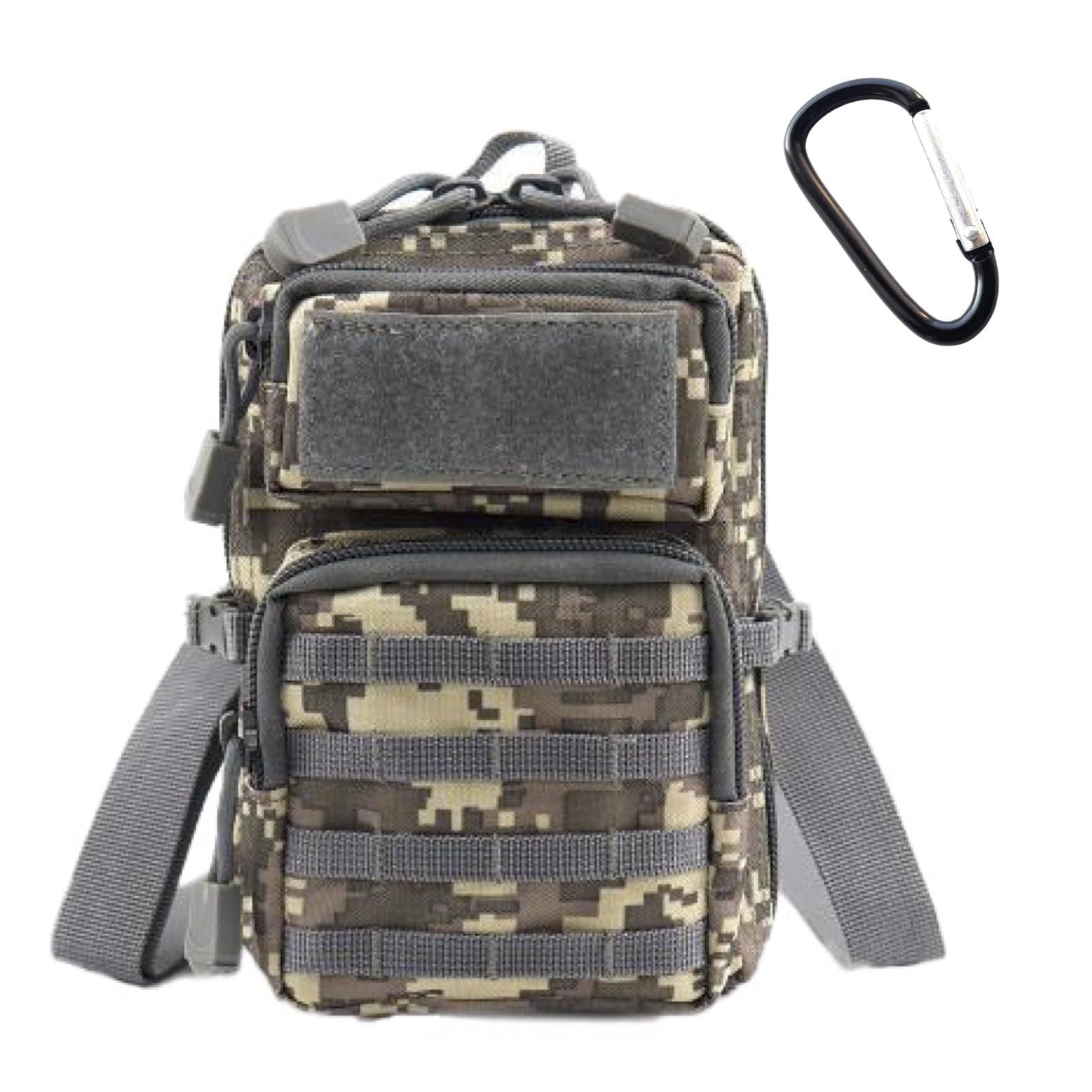 

ASPALAND Multifunctional Shoulder Dump Pouch with MOLLE Strap, Carabiner, and Belt Loop for Airsoft (ACU)