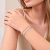 Modern Pearl Tennis Bracelet for Women 18K Gold Plated Stainless Steel Geometric Box Pearl Link Chain Wedding Jewelry