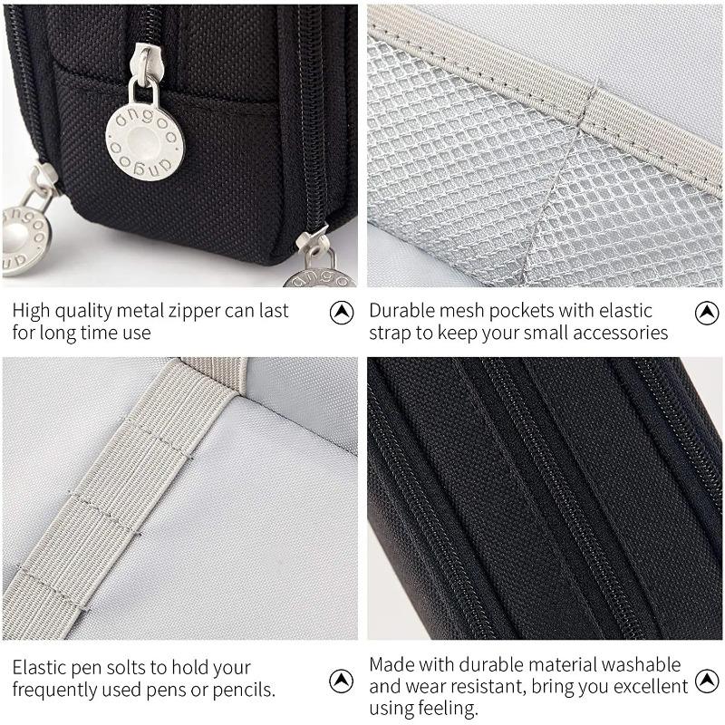 Kawaii Large Capacity Pencil Case 3 Compartment Pouch Pen Bag Double Side Opening Student Stationery Organizer School Supplies