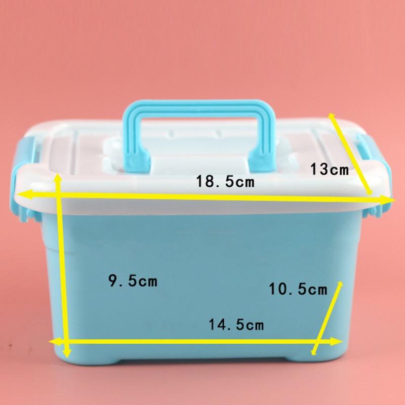 Cutie Mare de Depozitare din Plastic cu Capac Portabilă Transparentă Albastră Cutie Jucării Copii Container Papetărie Studenți Cutie Sortare Cosmetice