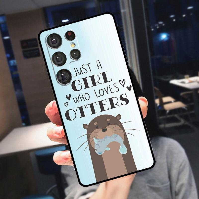 Cute Cartoon Otter Case For Samsung Galaxy S22 S23 Ultra S21 S20 FE S9 S10 Note 10 Plus Note 20 Ultra Cover