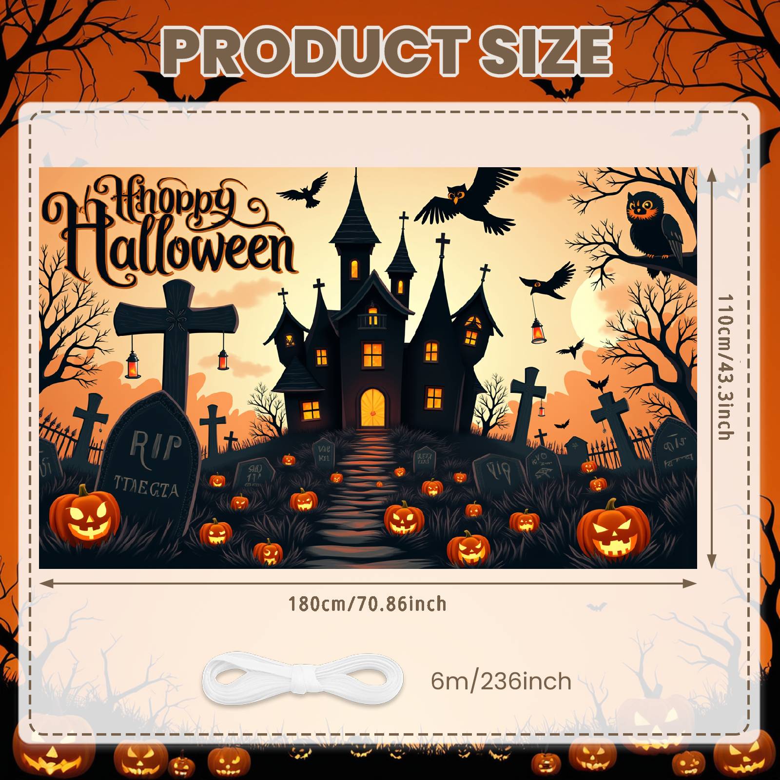 

Party Backdrop Haunted House Halloween Banner Scary Decor Pumpkin Decoration Haunted House Banner For Halloween Party Party