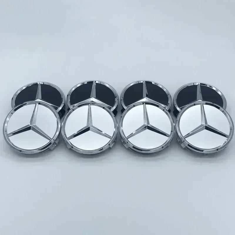 CSF1   4Pcs 75MM/60MM Car Tire Wheel Center Hub Cap Covers For Mercedes Benz Badge Emblem Rim Cover Auto Style Decorate Accessories