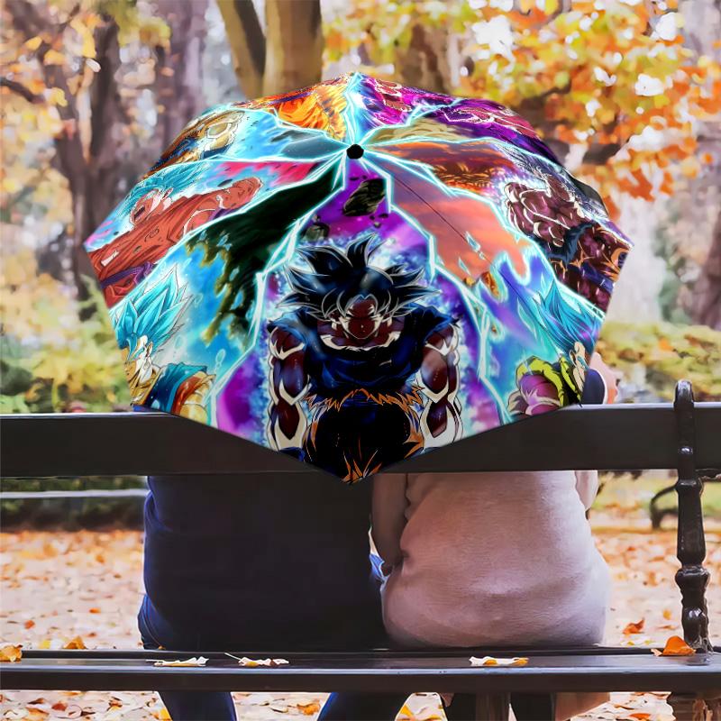 1 Pezzo Ombrello Pieghevole Automatico - Modello Dragon Ball Super Design Pieghevole Portatile Con 8 Stecche Regali di Natale Compleanno
