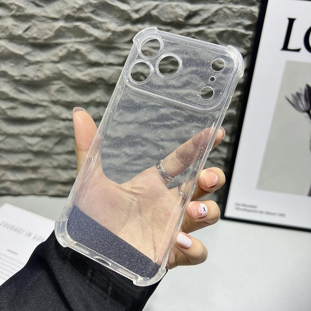 Shockproof Clear Glitter Phone Case for Iphone 17 Pro Max Air 16E 16 E 15 Plus 14 Pro 13 12 11 17Pro Women Girls Phone Cover Accessories