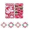 Christmas Full Cover Stick On Nails Lines Press On Nails Short Square False Nails Glittering Artificial Nails for Winter