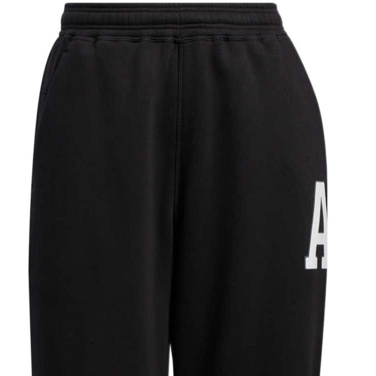adidas Logo Print Elastischer Bund Bündchen Sporthose Damen Unterteile Schwarz IB2723