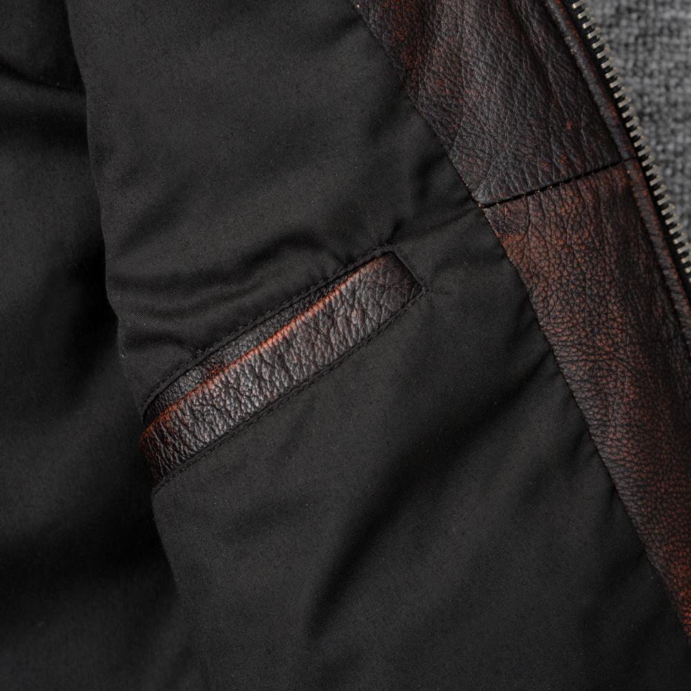 Vintage Red Brown Genuine Cow Men's Leather Jacket Slim Short Cowhide Coat Man Skin Clothes Spring Autumn