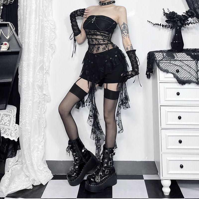 Dark Style Summer 2024 New Arrival Vest Cross-Border Fashion Wind Sexy Sexy See-through Lace Stitching Coat Women