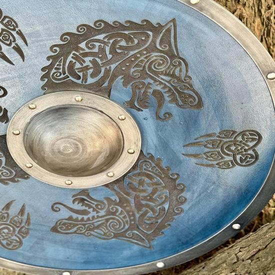 Bouclier Viking en Bois de 45,72 cm, Prêt au Combat, Bouclier Viking Valhalla Cadeau pour Hommes, Bouclier Viking Cosplay, Cadeau Costume d'Halloween Bouclier Nordique