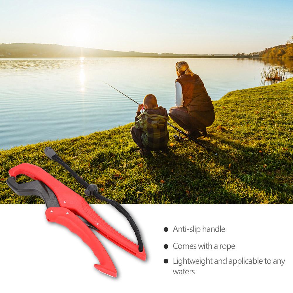 Fishing Gripper Gear Tool ABS Grip Tackle Holder Fish Clamp with Adjustable Rope (Red, S)