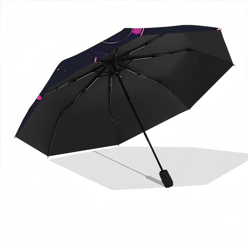 1pc Music Headphones Automatic Folding Umbrella - Compact 8-Rib Design, Durable Plastic & Iron, Lightweight for Outdoor Daily Use224