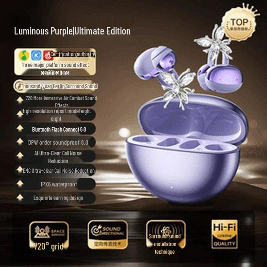 New 2025 Butterfly Bluetooth Ear Clips – Wireless Open-Type Earphones