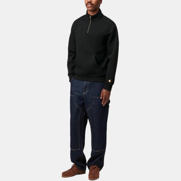 Carhartt WIP SS24 Chase Neck Zip Sweatshirt With Half-Zip Chest Pocket Men Sweatshirt Black I033665-00F-XX