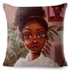 1Pc Elegant Black Girl Art Pillow Cover 2D Double-Sided Polyester Decor African Melanin Cushion Cover For Home Sofa Bedroom Gift