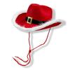 Cowboy Hat Christmas Themed White Furry Trim Soft Felt Material Jazz Top Hat Adjustable Red Tie Party Hat