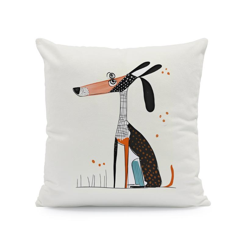 Exotic Cat Print Pillow Cover Zipper Closure Removable Fine One-Side Design Vibrant Blue & Golden Floral Pattern Bedroom, Sofa, Car Pillowcase